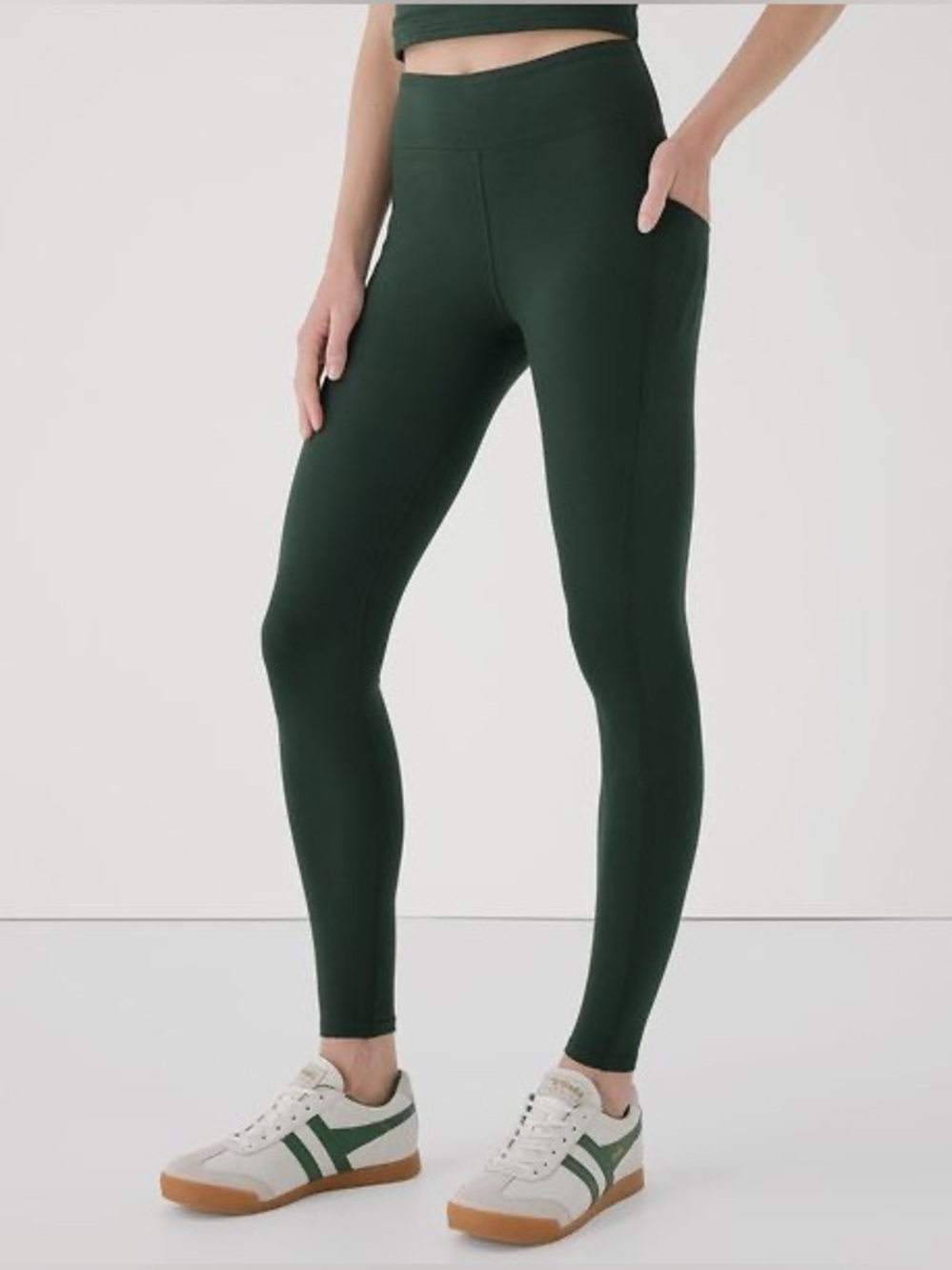 Pact Women's Mountain View Green Leggings with Side Pockets